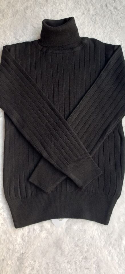 Kız Çocuk Boğazlı Triko Kazak Siyah