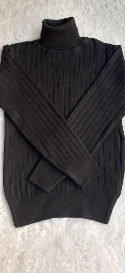 Kız Çocuk Boğazlı Triko Kazak Siyah