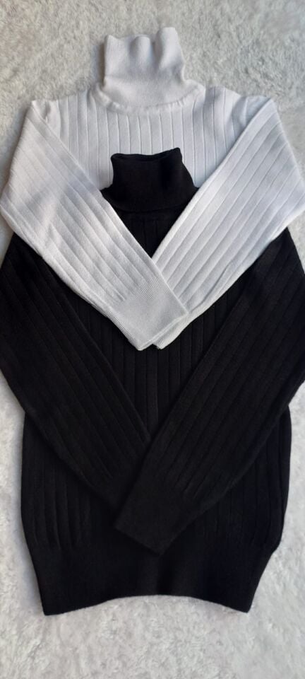 Kız Çocuk Boğazlı Triko Kazak Siyah