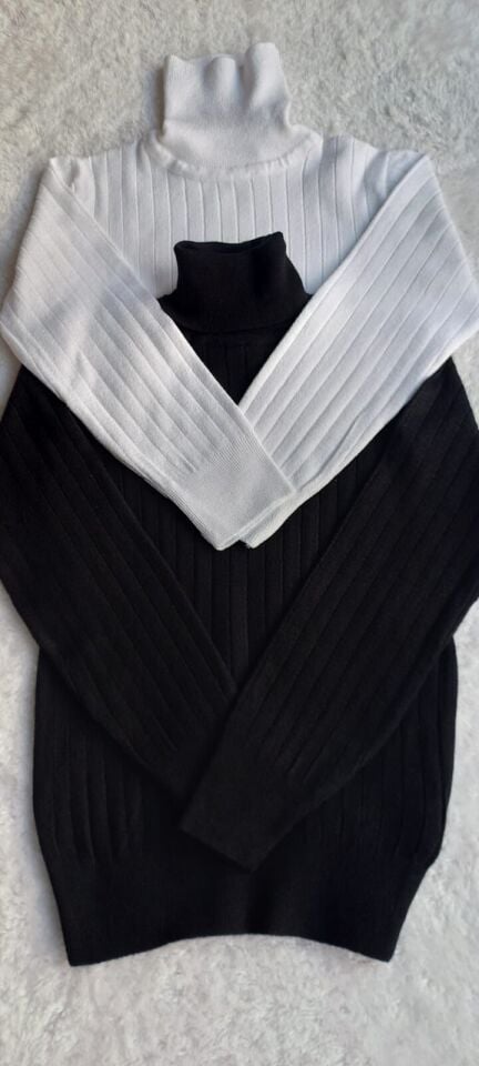 Kız Çocuk Boğazlı Triko Kazak Beyaz