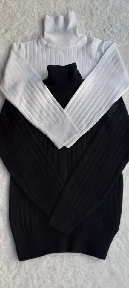 Kız Çocuk Boğazlı Triko Kazak Beyaz