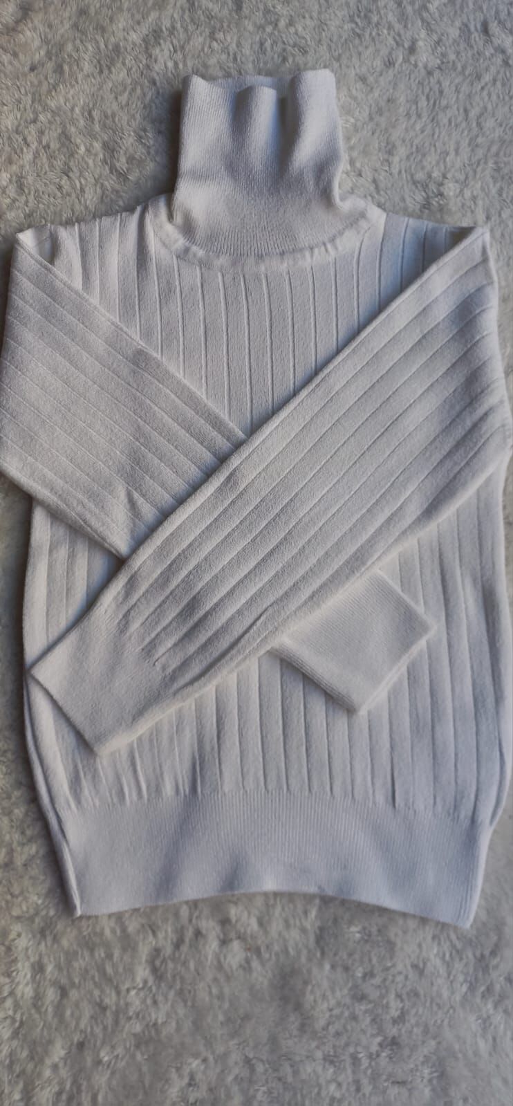 Kız Çocuk Boğazlı Triko Kazak Beyaz