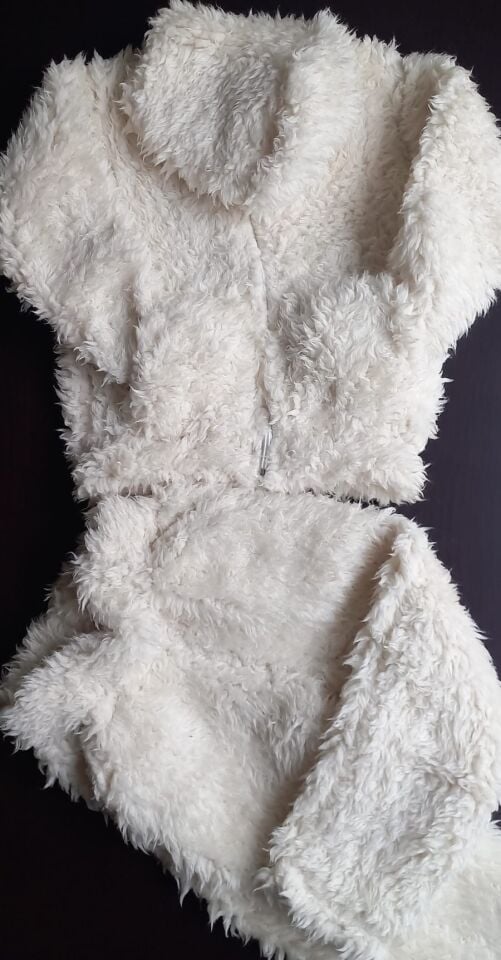 Kız Çocuk Peluş Takım Beyaz