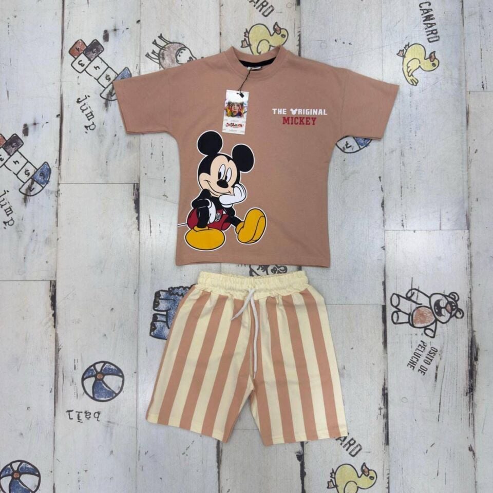 Erkek Çocuk Mickey Altı Çizgili İkili Takım  (1-F)