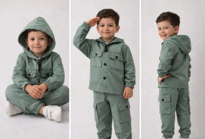 Unisex Paraşüt Kumaş Cepli Kapşonlu Takım Yeşil