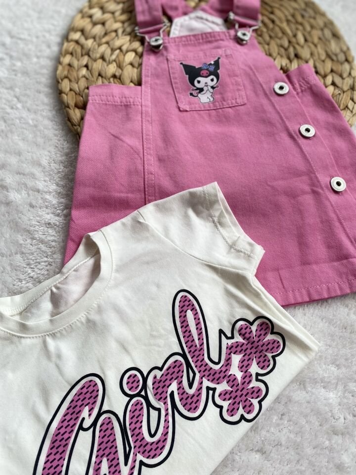Pembe Kuromi Salopet Badi Takım  (5-B)