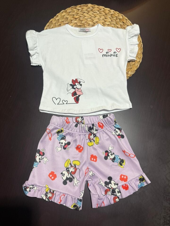Kız Çocuk Minnie Altı Mor İkili Takım (5-E)