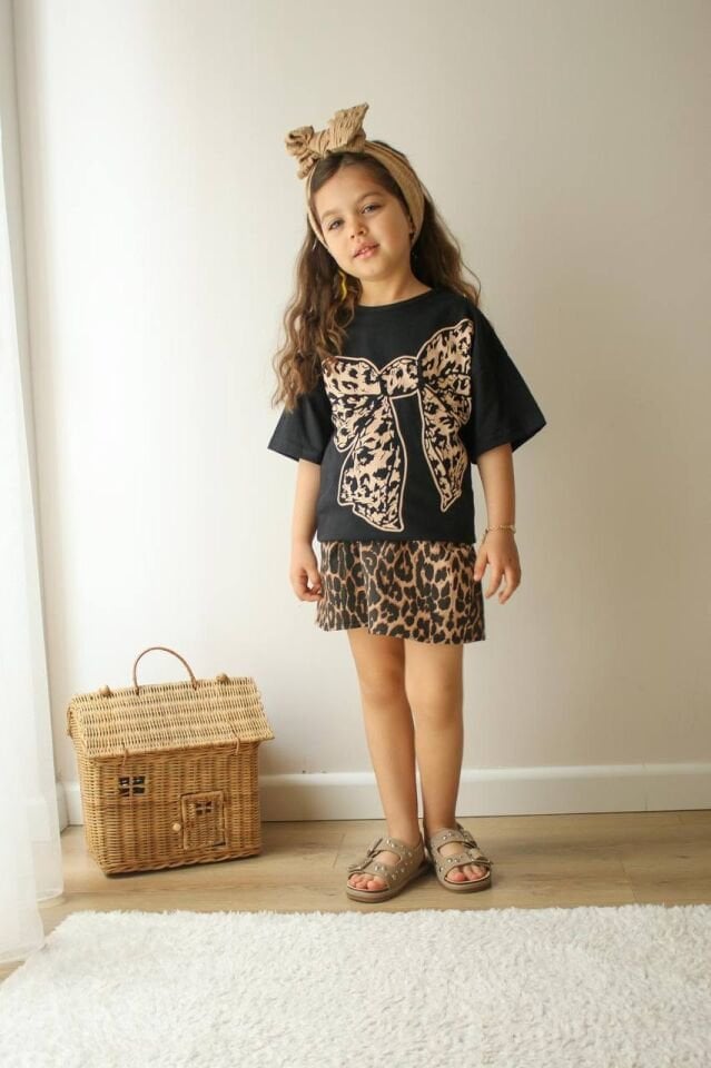 Siyah Leopar Baskılı Etekli Takım  (5-F) 4/5