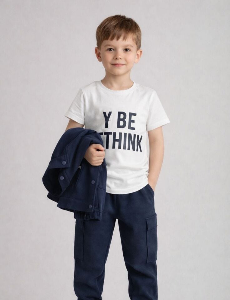 Erkek Çocuk Lacivert Üst Çıtçıtlı Gabardin 3 lü Takım