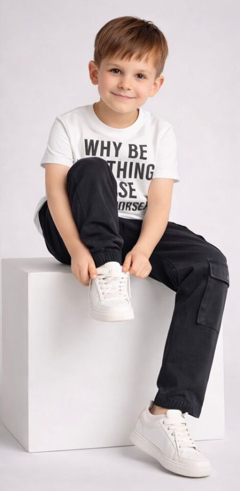 Erkek Çocuk Siyah Üst Çıtçıtlı Gabardin 3 lü Takım