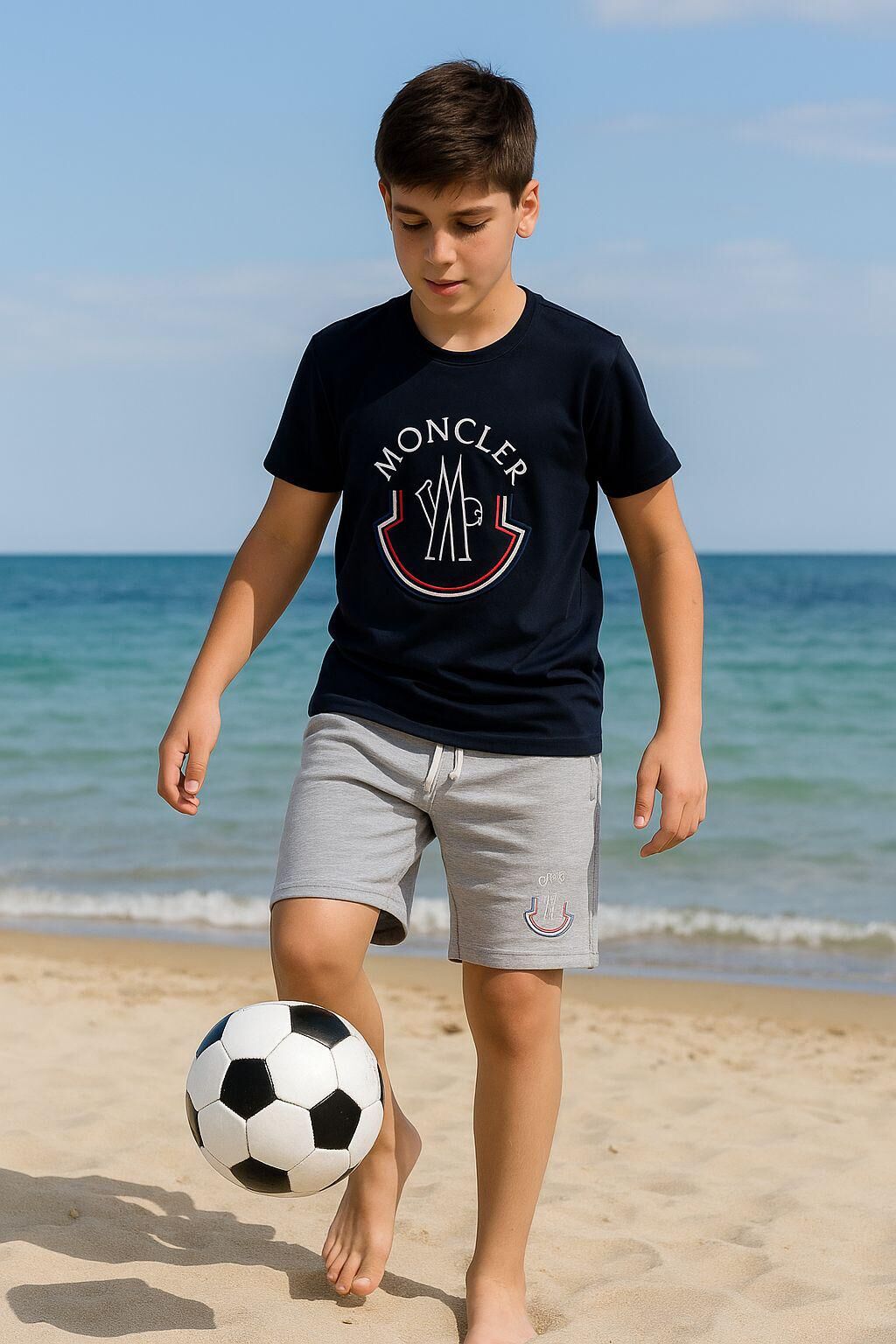 Erkek Çocuk Siyah Gri Moncler İkili Takım